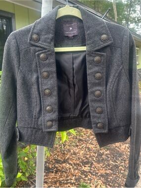 Forever 21 Charcoal Gray Cropped Military-Style Blazer